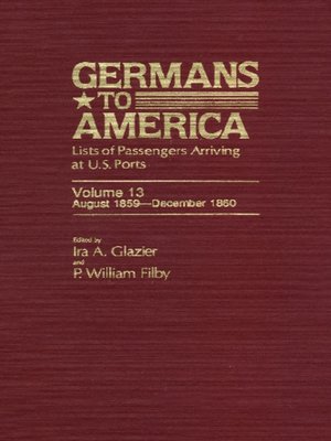 cover image of Germans to America, Volumes 13-24
